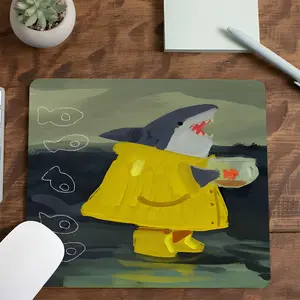 Cute Cartoon Shark Design Gaming Mouse Pad, Playful Desk Mat for Gamers, Desktop Decorative Protective Pad, Rubber Anti-slip Lockedge Work Pad, Suitable for Laptop, Desktop Computer Games, Work, Family