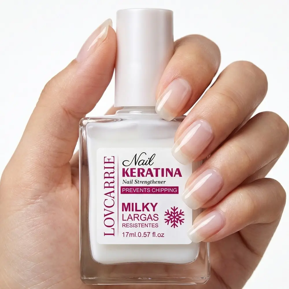 LOVCARRIE 17ml Protein Strengthening Nail Polish Quick-drying and long-lasting Alcohol-free, no-cure formula High-gloss finish For weak and thin nails