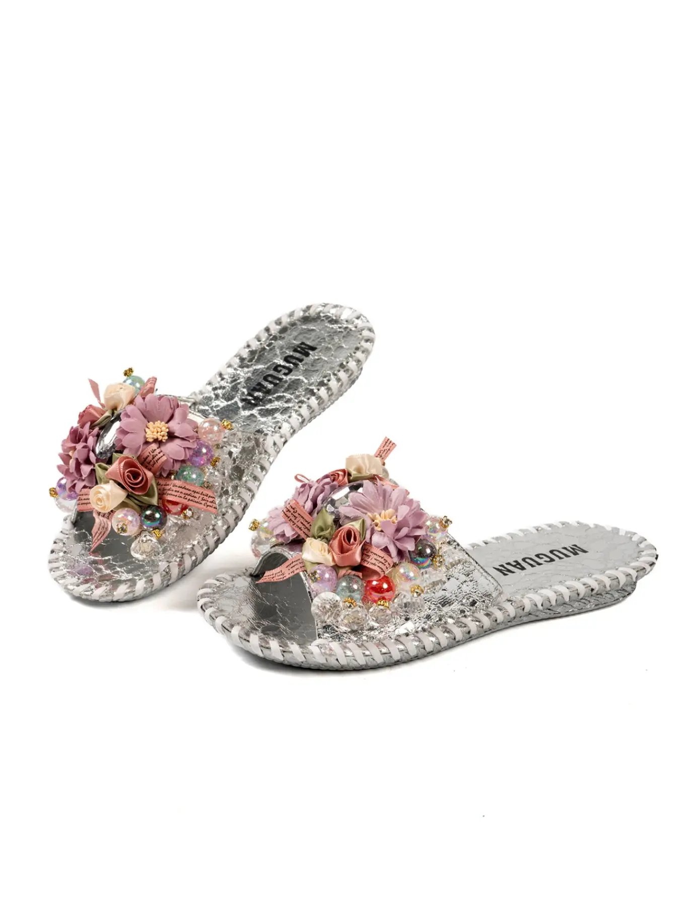 Women's Summer Floral Design Flat Sandals, Flats Sandals, Fashionable Casual Sandals, Elegant Fashion Outdoor Casual Shoes, Comfortable and Stylish Footwear for Women