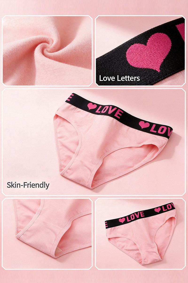 GOGIRE 10-pack of women's panties with “LOVE” printed on the waistband—soft and breathable, a great value set, comfortable for everyday wear