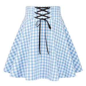 IDEALSANXUN Womens Pleated A-Line Mini Skirt - Gothic Grunge Dark Academia Alt Style, Kawaii Corset Skater Skirt for Spring Summer