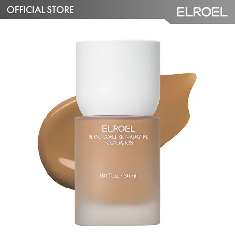 ELROEL Blanc Cover Skin Foundation - Official Product K-Beauty Skincare Liquid Foundation Makeup with Panax Ginseng, Niacinamide & Collagen - Lightweight, Buildable 24HR Hydrating Wear 1.01 fl oz