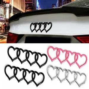 Suitable for car rear badges, modified love-shaped rear badges, heart-shaped personalized car logos, trunk badges, and four-ring stickers