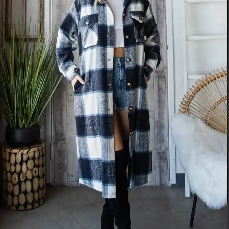Ladies Plaid Duster Jacket