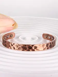 Unisex Street Trend Texture Metal Design Cuff Bangle Bracelet, Trendy Vintage Matching Bracelet, Chic Retro Jewelry As Gift for Daily Decor, Casual Trendy Jewelry, Fashionable Bracelet