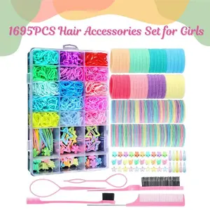 1695PCS Hair Accessories Set for Girls – Toddler Elastic Hair Ties, Hair Clips & Tail Tools, Cute Hair Bands for Baby, Kids & Toddlers, Perfect Gift Set