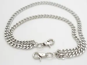 NEW Men’s Silver Metal Wallet Jeans Chain Two Long Strands Chunky Handmade USA M32
