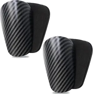 Carbon Fiber Style Small Sizes Soccer Shin Guards (2 Pairs) - PP Material, Protective, Lightweight, Low Profile, Snug Fit Soccer Accessories for Matches, Training