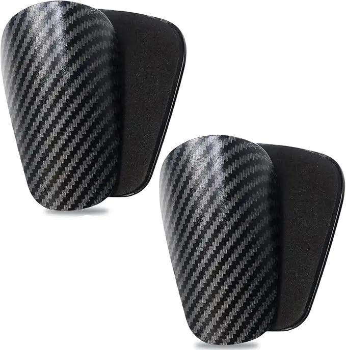 Carbon Fiber Style Small Sizes Soccer Shin Guards (2 Pairs) - PP Material, Protective, Lightweight, Low Profile, Snug Fit Soccer Accessories for Matches, Training