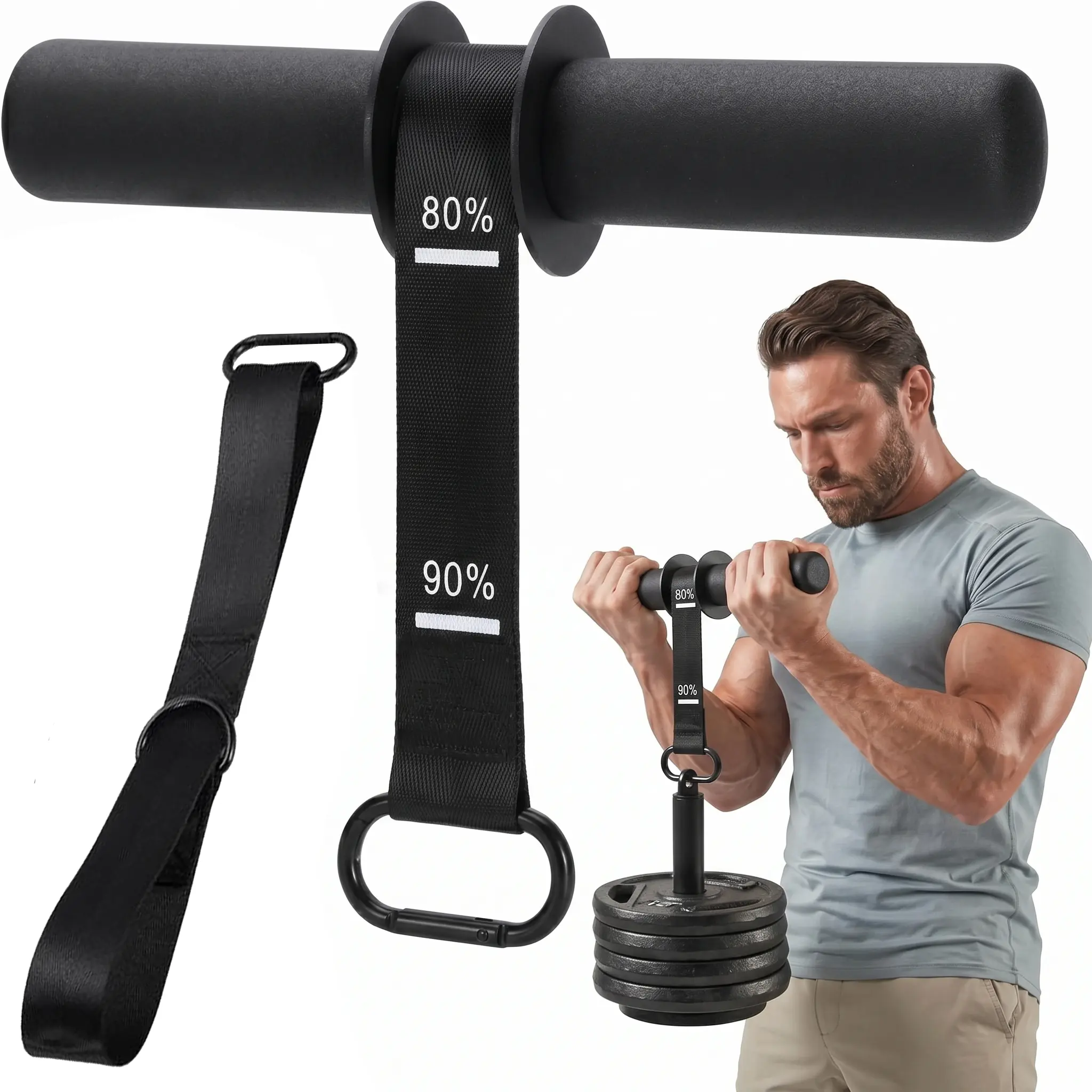 Heavy-Duty Wrist Roller & Forearm Strengthener - Nylon Hand Grip Trainer with Thick Anti-Slip Handle, Adjustable Strap, Enhance Grip, 220 LBS Capacity for Muscle Building, Arm Fitness Machine