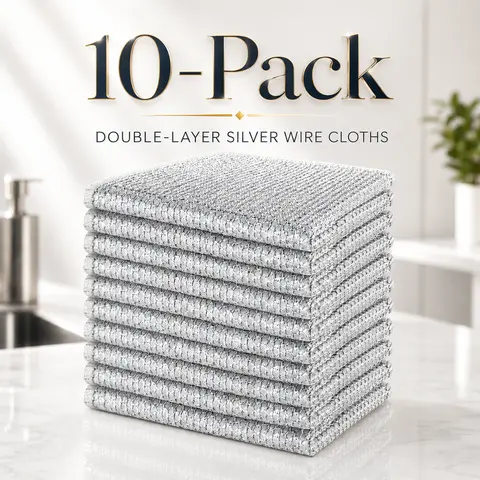Durable Double-Layer Steel Cleaning Cloths (10-30 Pcs) - New Upgrade Grease-Cutting Wire Mesh, Non-Scratch for Cookware, Floor, Easy to Clean, Flat Weave Mesh Design, Home Care Supplies