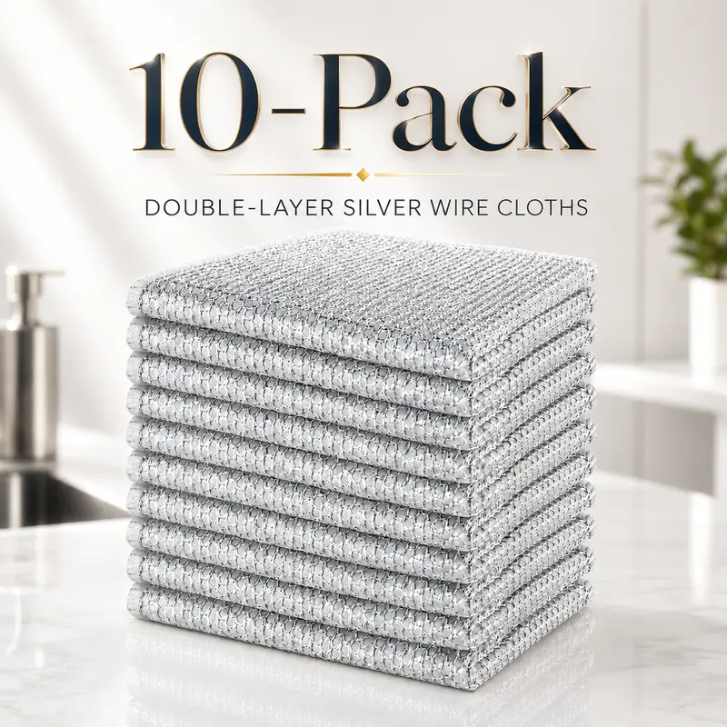 Durable Double-Layer Steel Cleaning Cloths (10-30 Pcs) - New Upgrade Grease-Cutting Wire Mesh, Non-Scratch for Cookware, Floor, Easy to Clean, Flat Weave Mesh Design, Home Care Supplies