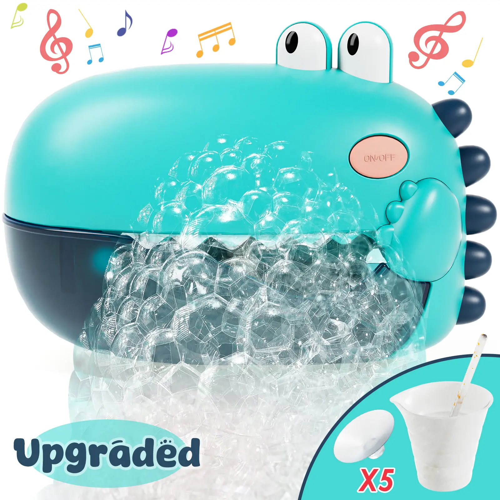 Bath Bubble Maker with 12 Songs for Kids, 5 Suction Cup, Water Pool Toys, Summer Bath Time Fun, for Summer Pool Fun, Ideal Birthday Gifts for Children, Dinosaur Bath Bubble Maker are Full of Summer Vibes