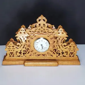Mantle Clock Handmade Fretwork Wood Vintage