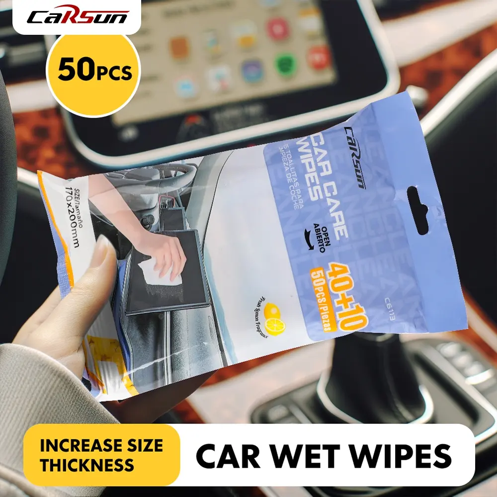 Car Interior Cleaning Wipes, 50pcs Leather Care Cloths, Extra Large Thick Stain-Free Cloth, Removes Dirt/dust, Perfect for Car Interiors and Glass