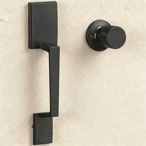 Matte Black Exterior Door Handle Set No Lock Entry Door Handleset Right Left Handed Doors Door Knob Hardware Reusable Durable Modern