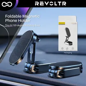 Folding Rotatable Magnetic Phone Holder Mount 720 Degree Rotating Portable Phone Navigation Bracket Hands Free Car Smartphone Grip Adjustable Foldable Desktop Cellphone Stand With Strong Magnet Universal Fit Holiday Gift