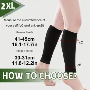 1 Pair Unisex 20‑30mmHg Calf Compression Knit Sleeves, Soft Skin‑Friendly Pressure Leg Supports, S‑7XL Sizes for Daily Sports