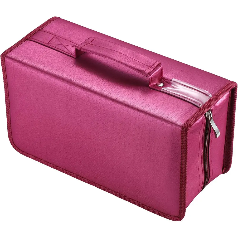 CD Case, 160 Capacity Nylon DVD Case Protective CD Case Holder  Portable Zipper Cover Durable CD Case Protection Large Storage Disc  Bag For Car Home Travel(160Capacit,Red)