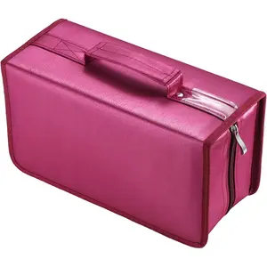 CD Case, 160 Capacity Nylon DVD Case Protective CD Case Holder  Portable Zipper Cover Durable CD Case Protection Large Storage Disc  Bag For Car Home Travel(160Capacit,Red)