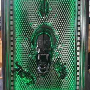 Large Hanging Xenomorph Wall Decor Kit: Alien Halloween Horror Decoration - Horror Lover Gift - Gift for Gamer - Gift for Him - Game Room Decor - Man Cave Display - Boyfriend Gift Idea