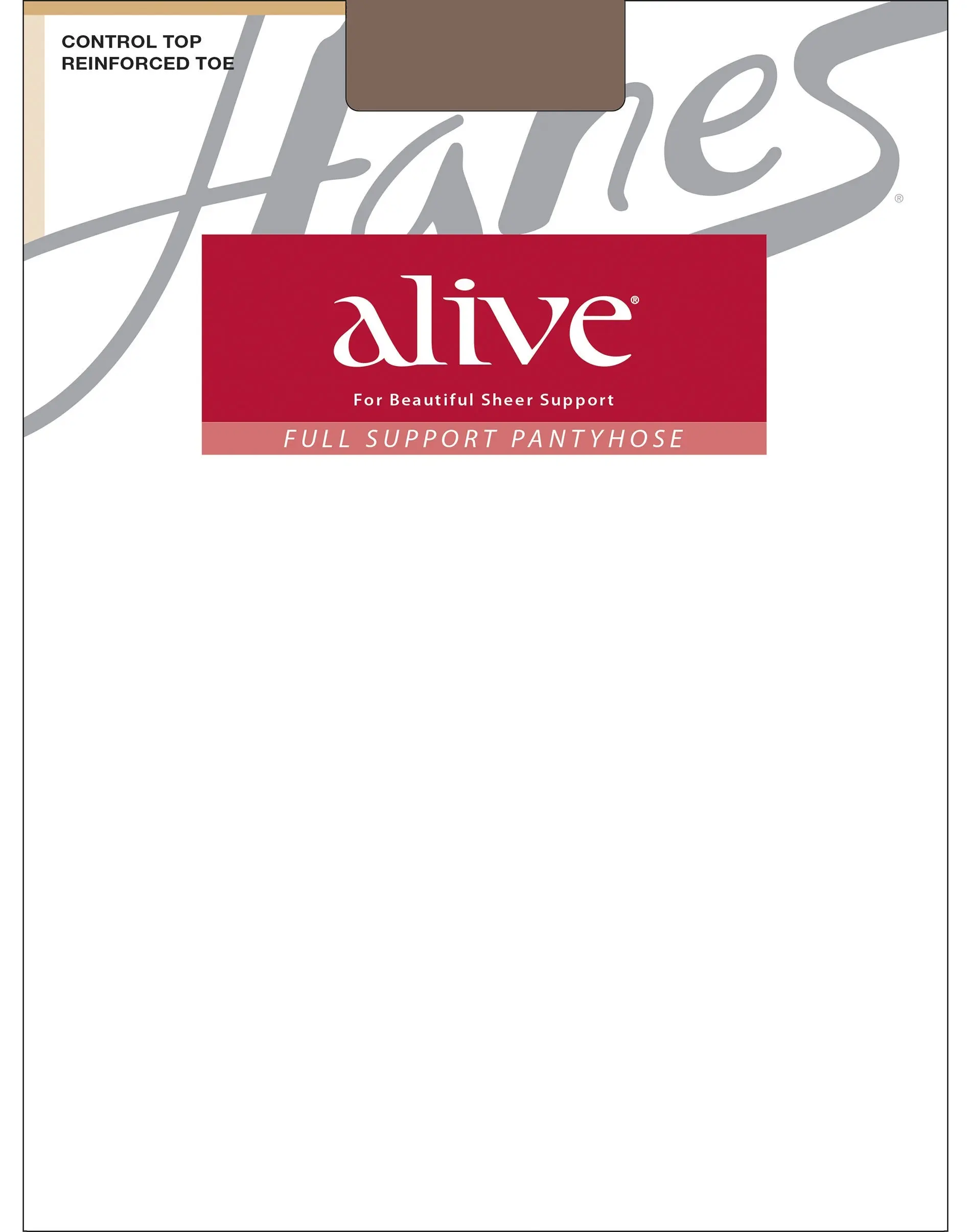 Hanes Alive Full Support Pantyhose With Control Top Reinforced Toe Women's Underwear Comfortable Fit Soft Stretch Fabric Breathable Q00810