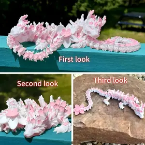 30cm 3D Printed Cherry Blossom Dragon Desktop Toy, Autism & Adhd Sensory Relief, Unique Home Decoration for All Ages, Cute Collectible Figurines, Decorative Figurines