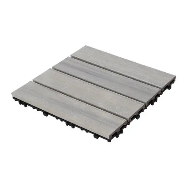 Patio Floor Tiles Pack of 11  WPC Wood-Plastic Composite Patio Deck Tiles DIY Interlocking Decking Tiles, Quick Deck Floor Tile, Court Tile, Water Resistant Indoor Outdoor -11.8" SKYGREY