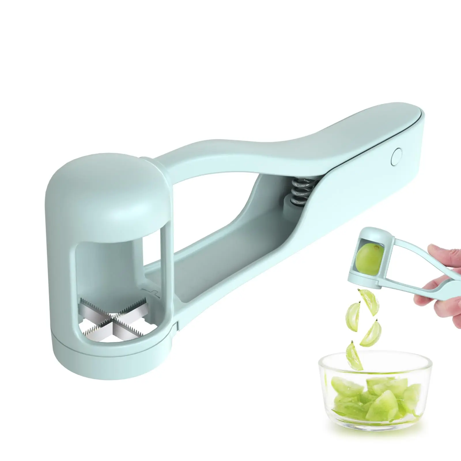 1 PC Grape Cutter for Toddlers Fruit divider, Grape Slicer for Baby, Tomato Cutter Tools Into 4 Pieces for Vegetable Fruit Salad, Stainless Steel Quarter Grape Slicer Kitchen Gadget, Kitchenware, Vegetable Cutting Slicer, Durable Fruit Tool