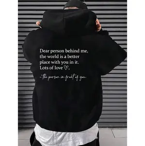 You Are Enough Letter Print Mens Casual And Cozy Hoodies Trendy Long Sleeve Hooded Sweatshirt For Autumn Winter Fashion