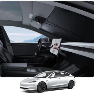 BASENOR 2026 Tesla Model Y/3 Windshield Sunshade, [Nano Ice Crystal] Folding Front Window Sun Shade Cover Heat UV Protection Visor Model Y/3 Accessories 2017-2026