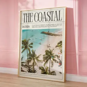 Coastal Beach Collage Wall Art Retro Palm Poster Preppy Aesthetic Print X