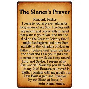 8*12in Christian Prayer Wall Decor The Sinner's Prayer |   Suitable For Bedroom, Prayer Room - Wall-Mounted Sign For Church Decorations, Multipurpose Use