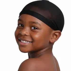 TITAN Kids Stocking Wave Cap 2PCS – Soft & Smooth Nylon Wave Cap for Boys and Girls, Stretchable & Breathable Hair Cover, Gentle Hair Protection for Waves, Braids, and Everyday Styles, Black