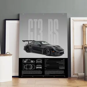 1 Count Wooden Framed Canvas, Porsche GT3 RS Poster, Fashion Poster, Living Room Bedroom Decoration, Hallway Office Mural, Kitchen, Home Poster, Ideal Gift, High Definition, Waterproof, Artwork, Hanging Wall Art