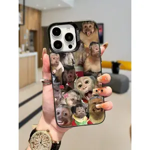 Expression 1pc Monkey Pattern Design TPU Soft Edge Phone Case Compatible With Iphone13/15/14/13/12/11/16, Interesting Puzzle Waterproof Shockproof Anti-Fall Scratch Resistant