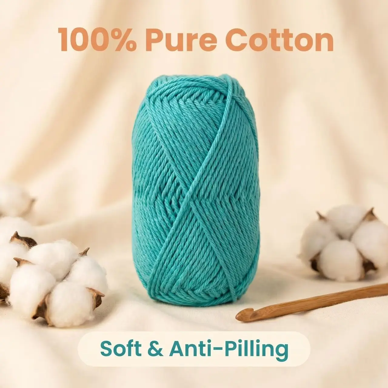 100% Pure Cotton Crochet Yarn, 250g (10×25g) 410M, Natural Gentle Skin-Friendly Fiber, Smooth Touch Durable Easy to Carry and Store, for DIY Knitting Braiding Jewelry Making Crafts