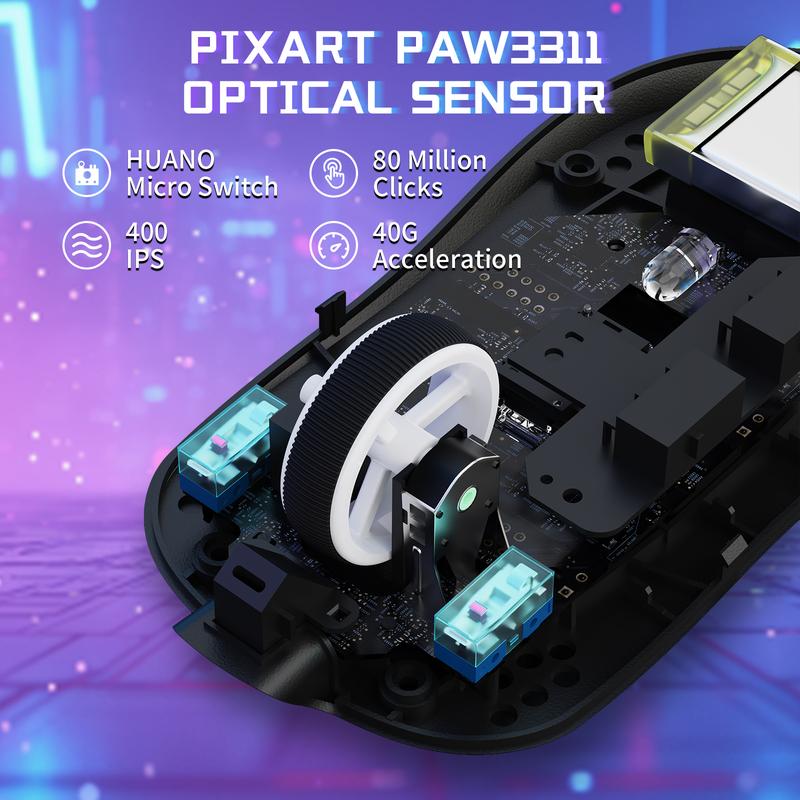 ATTACK SHARK X8SE Wireless Gaming Mouse,Adjustable 25K DPI PAW3311 Optical Sensor,Ergonomic 59g Lightweight,Triple Modes 2.4G/BT/USB-C,500mAH Battery,5 Programmable Buttons for PC/Mac