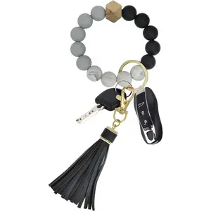 Key Chains Women for Car Key Ring Bracelet,Keychain Wristlet,Silicone Beaded Bangle Chains