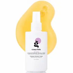 Heat & Sun Protectant for Hair, Be Wise | 2-in-1 Heat & UV Shield Care with Flaxseed, Jojoba & Ginger for All Hair Types, Prevents Frizz | 6 oz / 180 ml | Ginger Milk