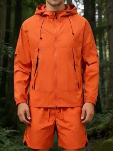 Multifunctional Outdoor Two-Piece Set Hooded Jacket + Quick-Dry Shorts, Fishing Beach Commuting Home Wear, Versatile Clothing
