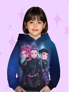 Girls' Casual Hooded Sweatshirt, 3D Printed Design, Fall & Winter Wear, Fitted Style, Warm & Comfortable Fabric, Graphic Casual Hoodie