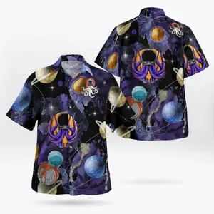 Octopus Astronaut Hawaii Shirt - Short Sleeve Hawaiian Aloha Shirt, Aloha Style Shirt – Soft Fabric, Bold Prints, Summer Must-Have