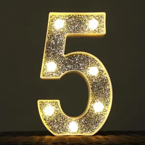 Light Up Letters, Marquee Light Letters for Table Decorations, Glitter Light Up Signs for Prom, Events, or Engagement Party Decor, Featuring Alphabet & Number Lighted Letter
