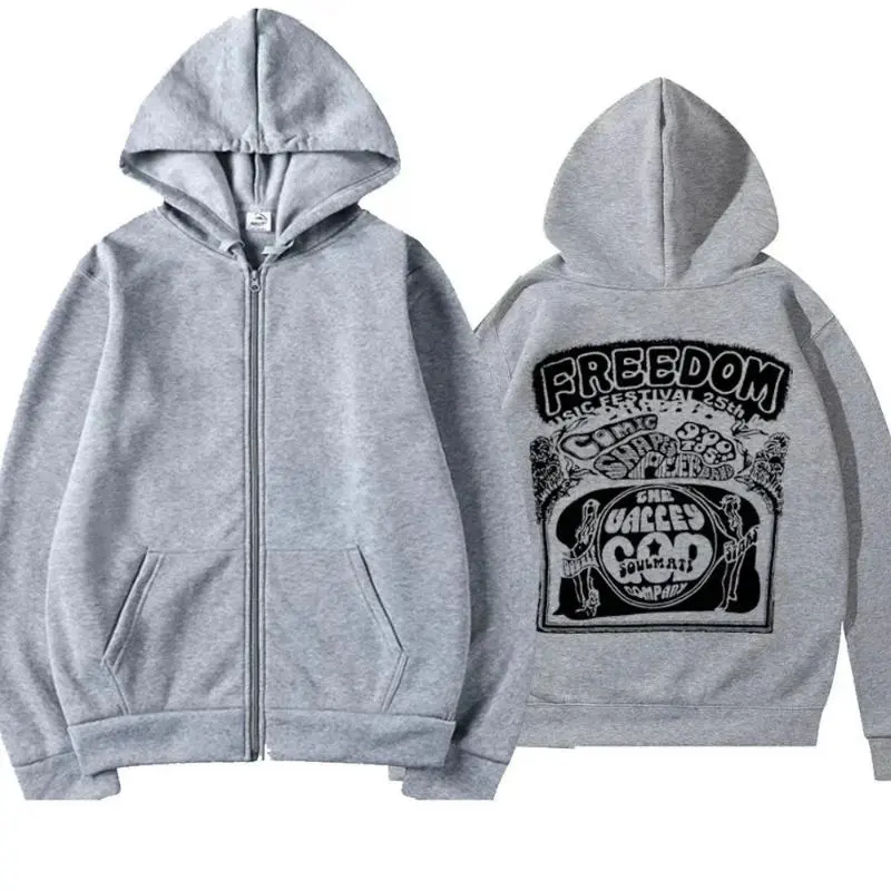 Simon Henriksson Zipped Hoodie Cry Of Fear Light Grey Long Sleeve Loose Fit Polyester Fabric Pullover Youth Fashion Womenswear Original Spring 2024 Print Fitted Sweatshirts Tops Style