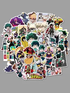 50 My Hero Academia Stickers, Character Stickers, Cool Waterproof Vinyl for Teens and Adults, Perfect for Laptops, Water Bottles, and Skateboards