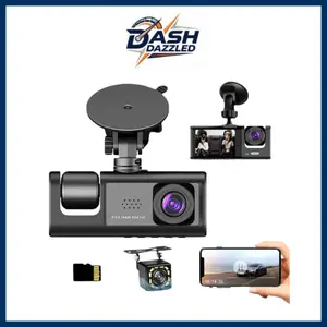 【Dash Dazzled】Dash Cam For Cars Front & Inside & Rear Recording, 1080P HD 3-Channel Dash Cam Loop Recording, Car DVR Black- Box With 2 Inch IPS Screen, Car Accessories Suv