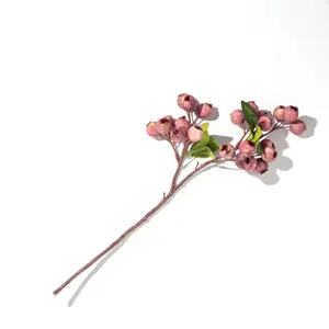 Dusty Mauve Faux Botanical Goose Berry Branch Spray with Wired Stem