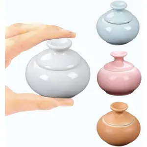 Small Decorative Jar for Home Decor, Mini Ceramic Jars with Lids,Little Jar Storage Gift Giving,Tea Jars,Mini Bottles Decorations (White)