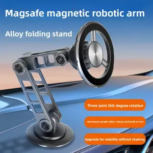 Car Phone Holder Magnetic Alloy Rotating Folding Magsafe Phone Mount, for Easy Navigation and Calls Automotive Electronics Accessories Compact Durable Installation Portable Space Stand Foldable Smartphone Cell Phone Car Mount, Car Cellphone Mount